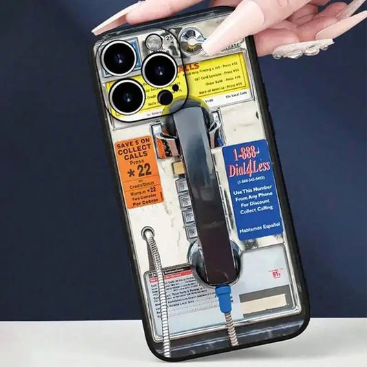 Vintage Telephone Booth Pattern Phone Case, Fashion Phone Accessories Compatible with IPhone 16 Pro Max 15 Pro 14Plus 13 12 11