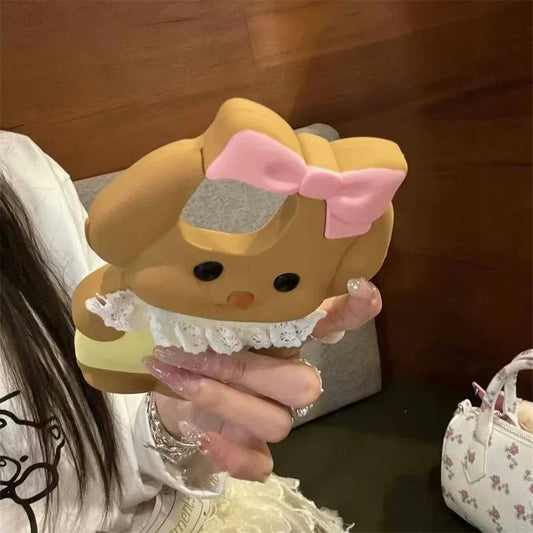 Silicone Cartoon Pink Bow Dog Suitable For Iphone 16 15 Pro Max 12 13 14 All Inclusive Protective Case