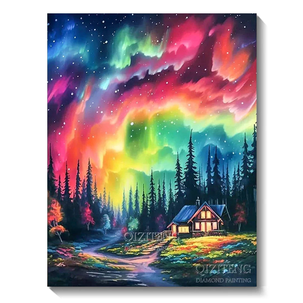 5D Diamond Art Painting Aurora Landscape DIY Mosaic Embroidery Kit