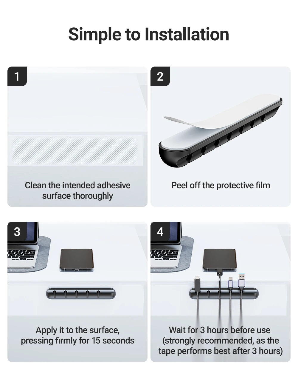 Adhesive Cable Holder Clips Cord Management Wire Organizer for Desktop USB Charging Cable Nightstand Power Cord Mouse Cable - THOOBO!