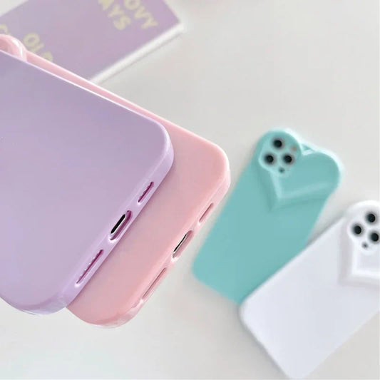 Love Heart Protect Lens Phone Cases For IPhone 16 15 14 13 12 11 Pro Xs Max XR 7 8 Plus SE2/SE3 TPU Shockproof Back Cover