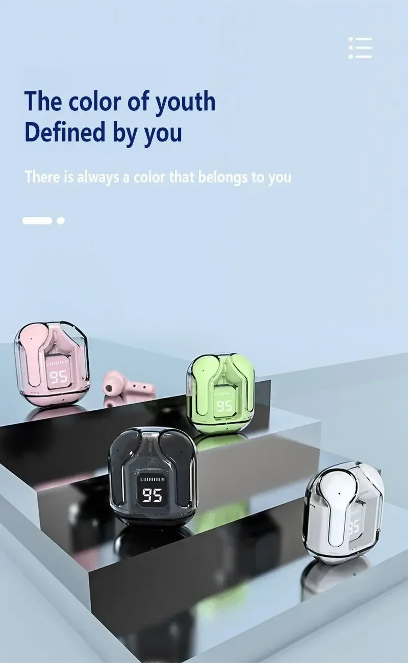 Original T2 Transparent Wireless Bluetooth Earphones with LED Power Display – HiFi Stereo Sound & Built-in Mic for Xiaomi and More - THOOBO!