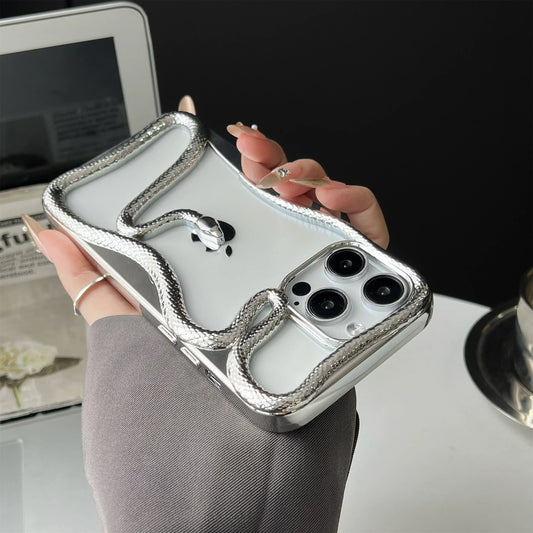 New 3D Snake Pattern Matte Phone Case for iPhone 15 16 Pro Max 13 12 15 16 Pro 16 Plus Hollow Slim Shockproof Protective Cover