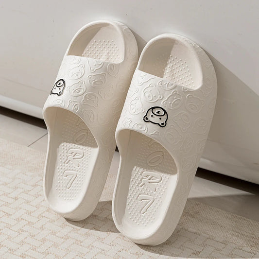 BearHug Bouncies – Soft EVA Cartoon Slippers for Couples | Summer Indoor Bathroom Anti-Slip Sandals for Women & Men - THOOBO!