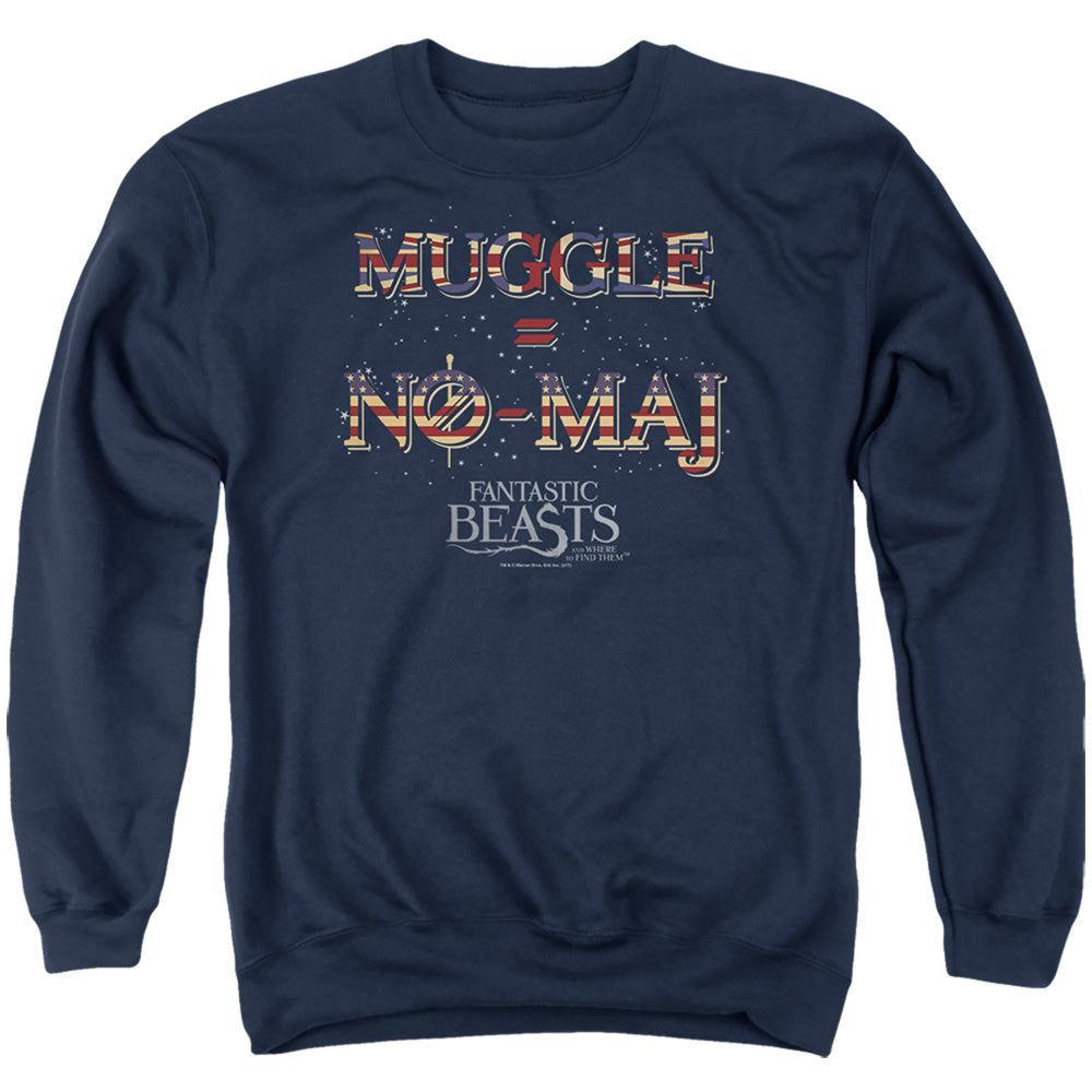 Fantastic Beasts Uk Us No Maj Mens Crewneck Sweatshirt Navy