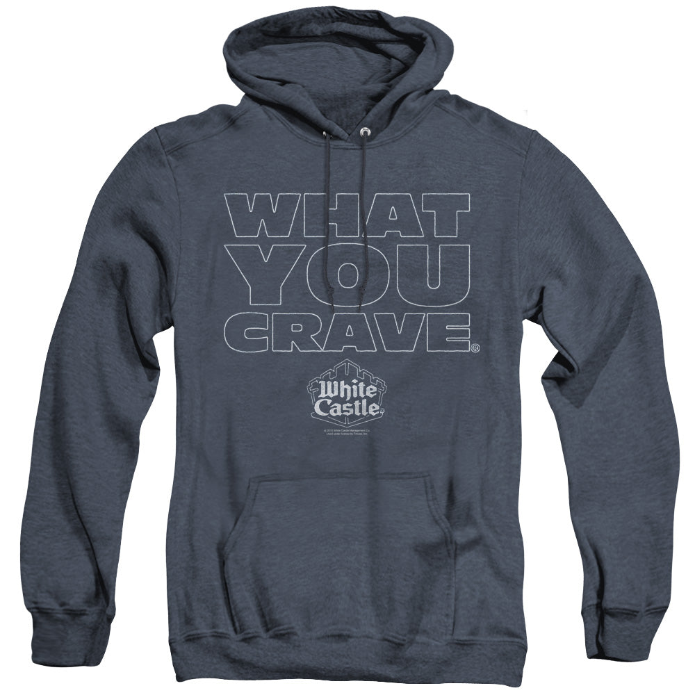 White Castle Craving Mens Heather Hoodie Navy Officially Licensed