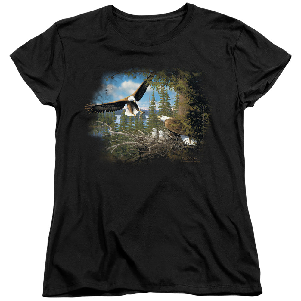 Wildlife Spring Bald Eagles Womens T Shirt Black