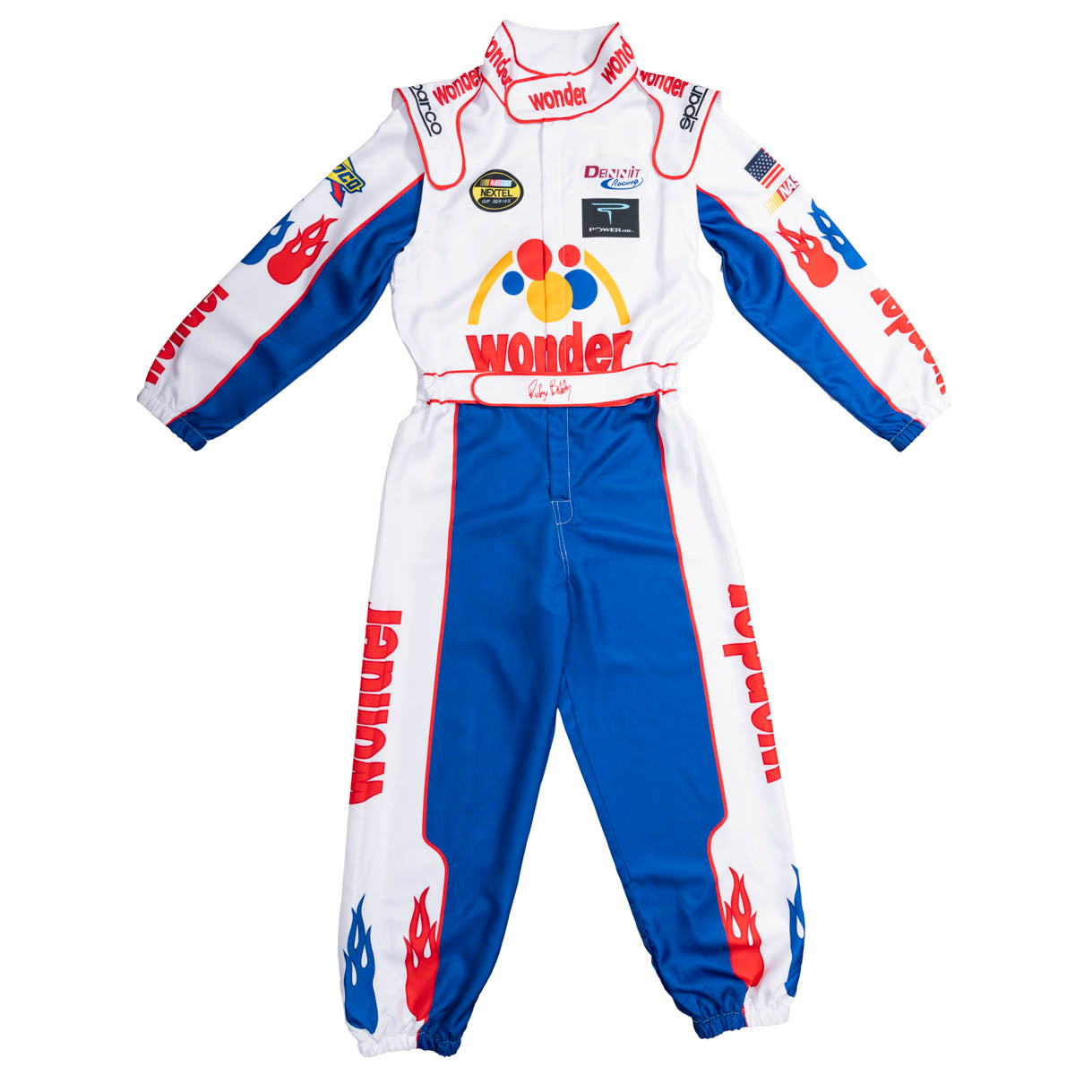WonderBread Jumpsuit: Ricky Bobby Race Driver Costume Mashup (No Embroidery) for Adult Halloween Cosplay