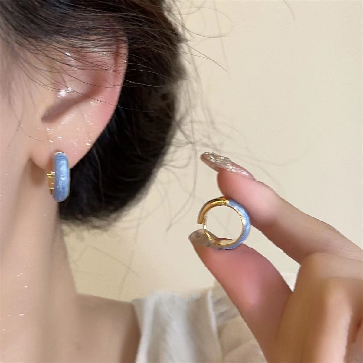 Enamel Simple Ring Ear Clip No Piercing