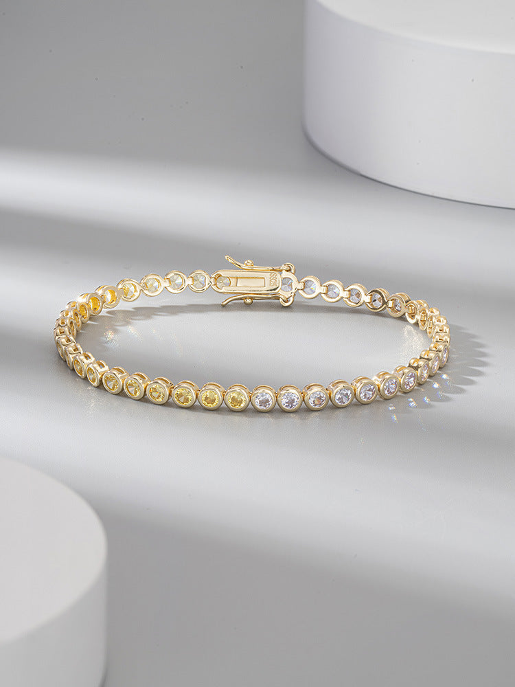 S925 Sterling Silver Two-tone Zircon Bracelet