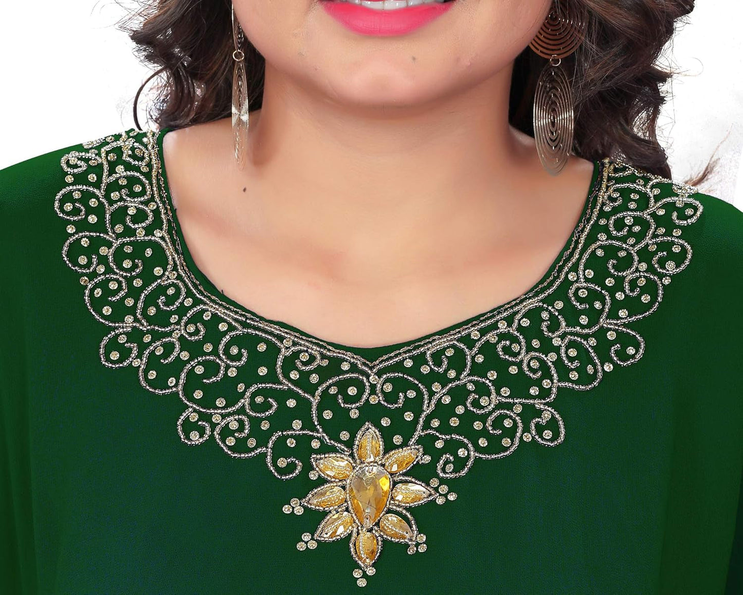 Elegant Hand-Embroidered Georgette Chiffon Kaftan