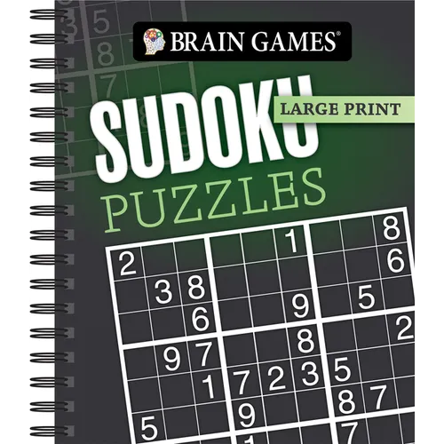 Brain Games - Large Print: Sudoku Puzzles (Dark Gray)