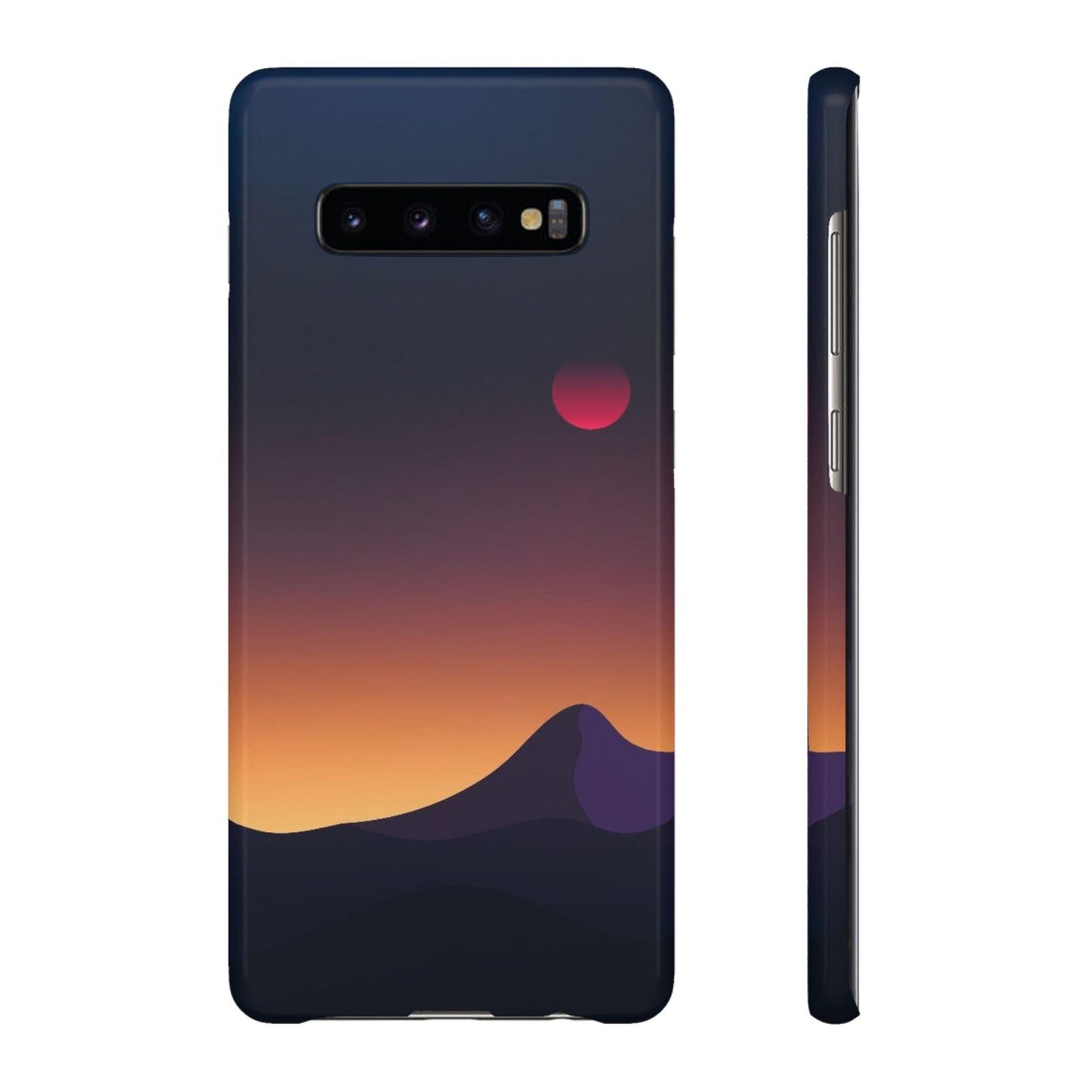 Samsung Soft Silicon Case with Minimalist Sunset Mountain Landscape Design