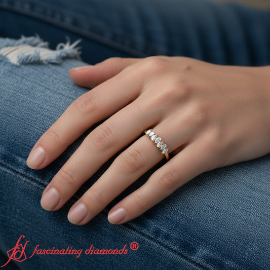 0.35 Carat 7 Stone Wedding Band Diamond Teardrop