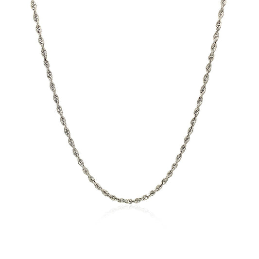 10k White Gold Solid Diamond Cut Rope Chain 1.5mm