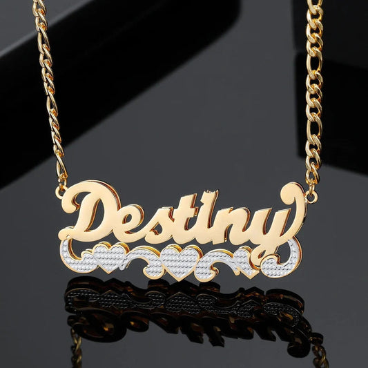 English Name Necklace Stainless Steel DIY Double Layer