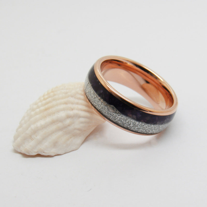 Rose Gold Purple Lapis Lazuli Silver Wire Ring