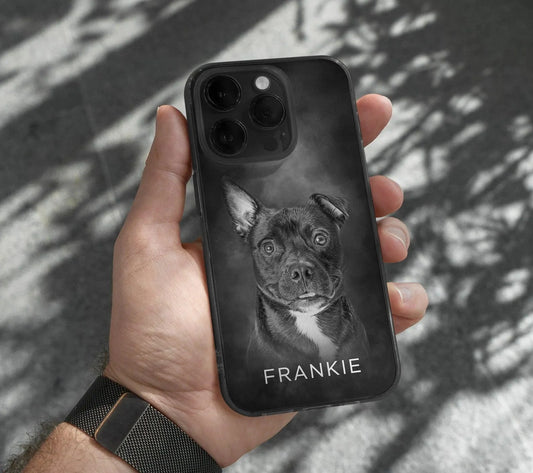 Pet Phone Case with Custom Photo Personalized Dog Cat Name Portrait Illustration Case Pet Loss Sympathy Memorial Gift