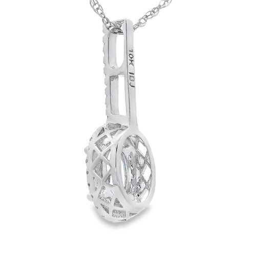 Aquamarine Diamond Fashion Pendants 10KT White Gold