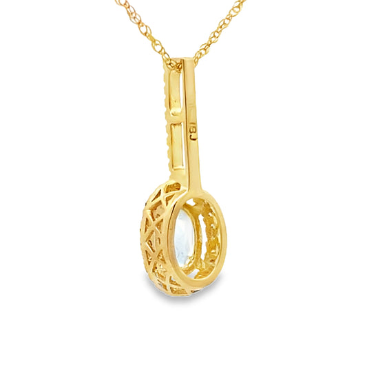 Aquamarine Diamond Fashion Pendants 10KT Yellow Gold