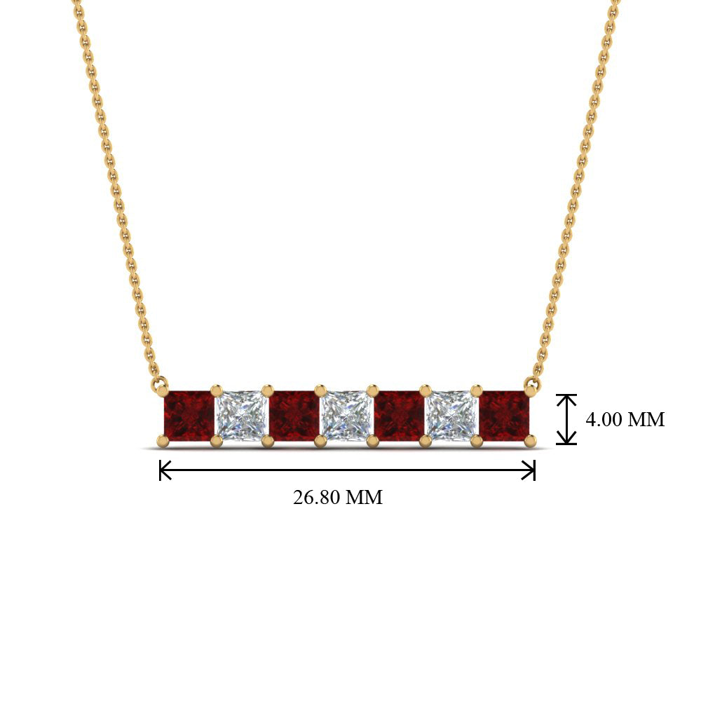 Princess Cut Horizontal Bar Pendant