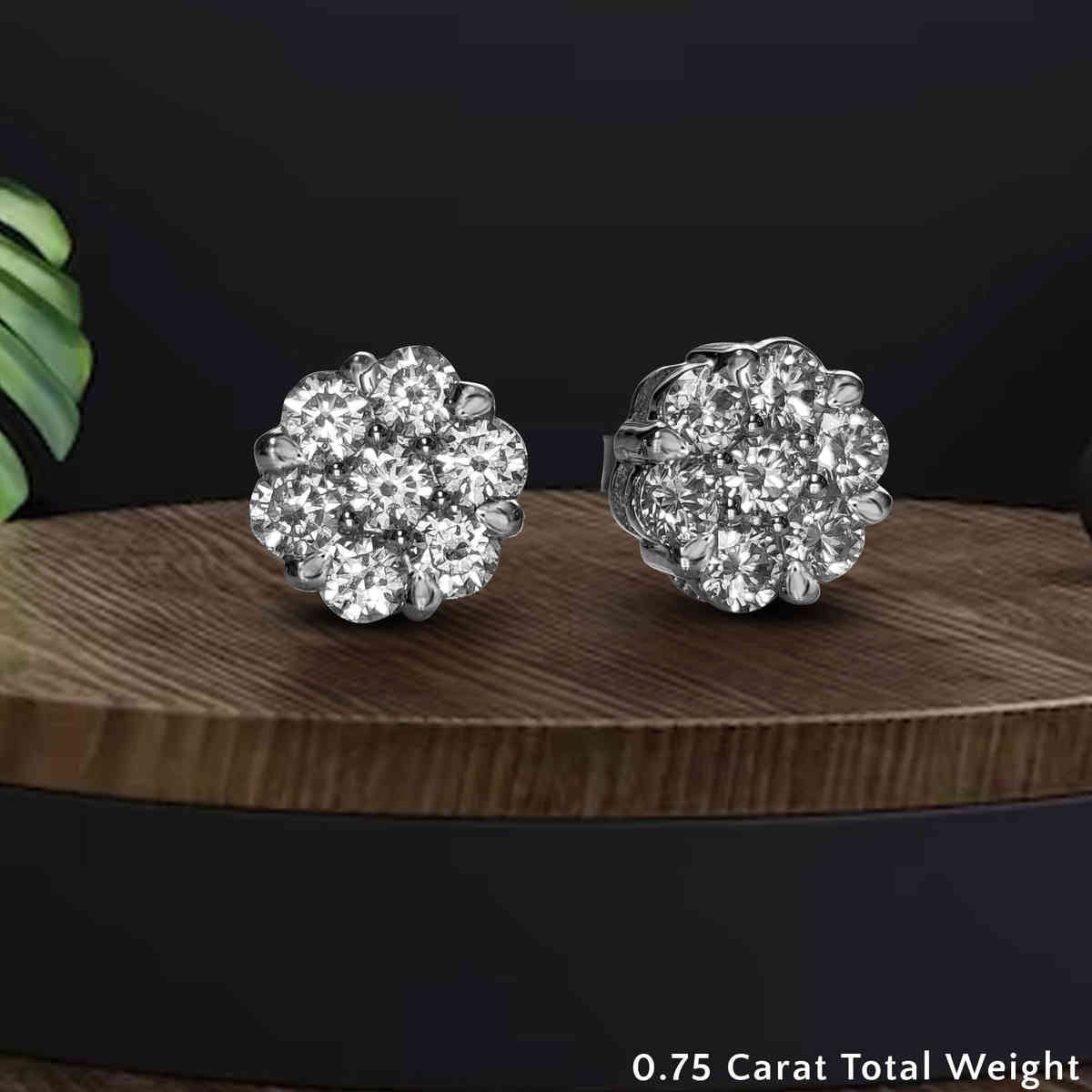 0.75 Carat 7 Stone Flower Diamond Earring
