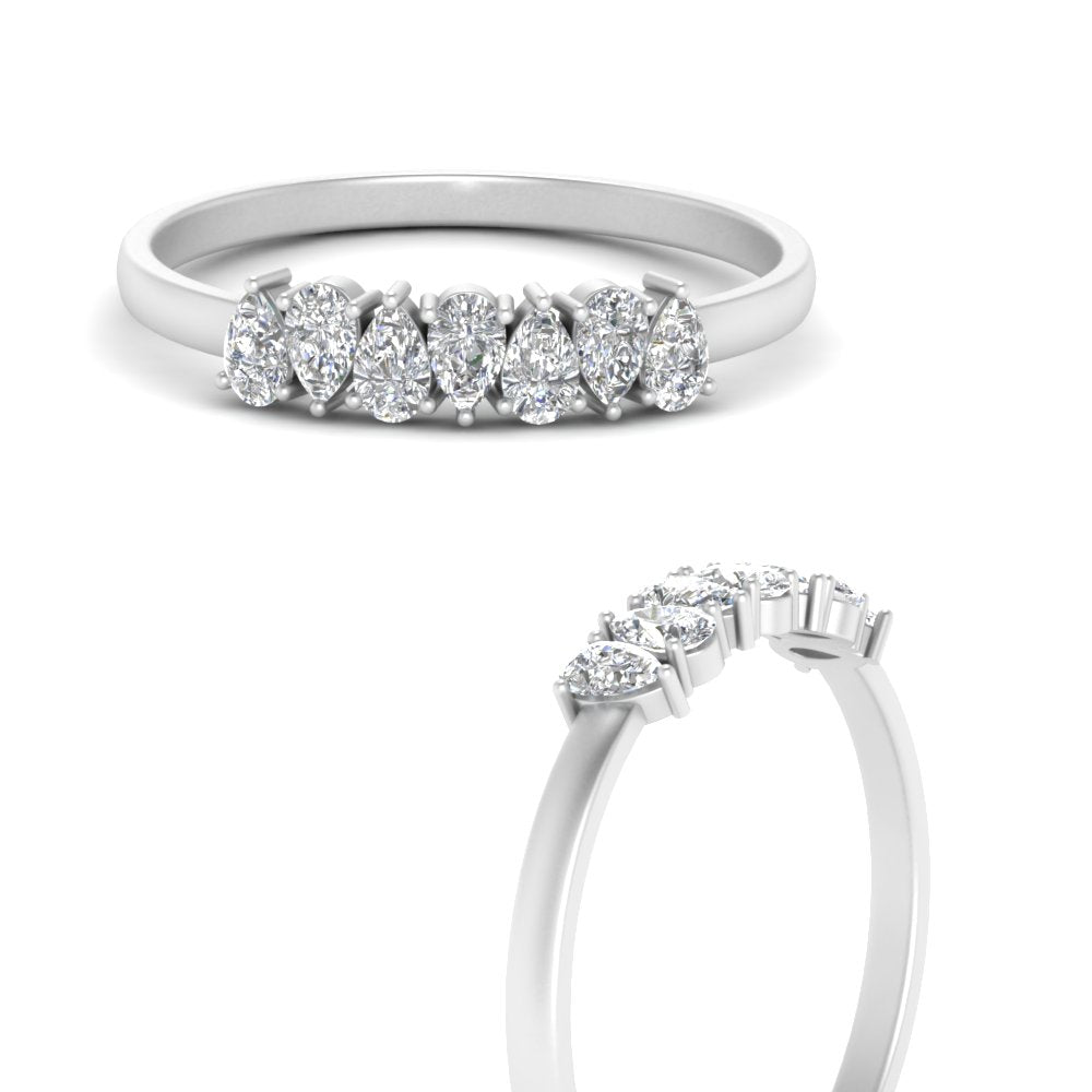 0.35 Carat 7 Stone Wedding Band Diamond Teardrop