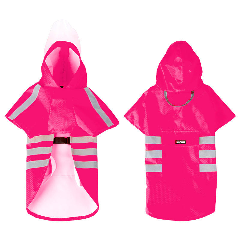 Large Dog Raincoat - Poncho Style Reflective Strip Pet Raincoat Windproof Waterproof Dog Hooded Raincoat