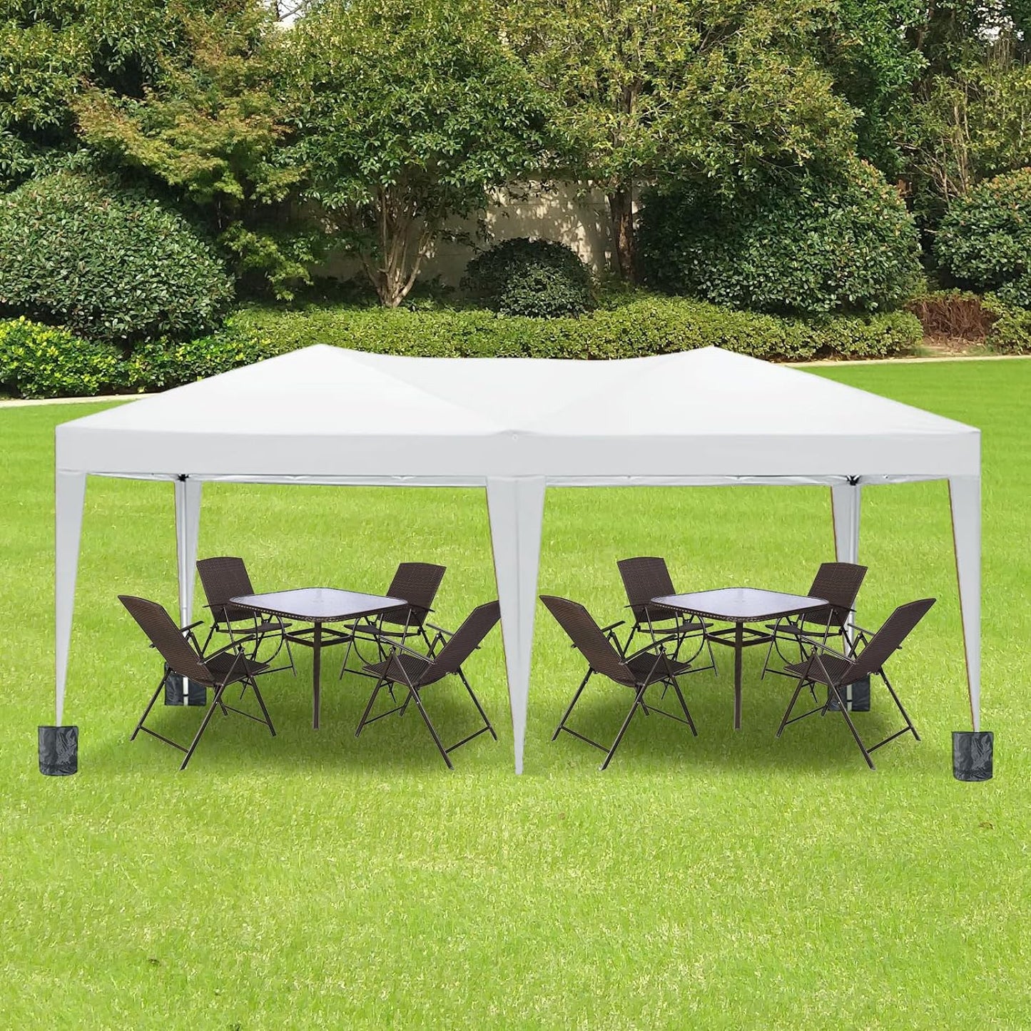 10'x20 'folding canopy with 6 detachable side walls outdoor activity shelters UPF 50+terrace portable tent (white)