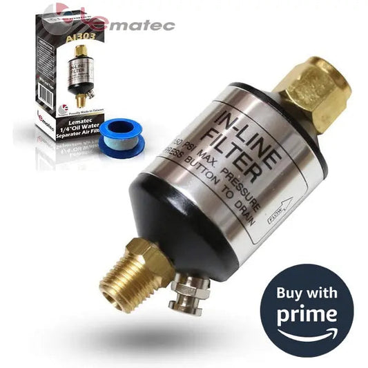 1/4" NPT Air Compressor Water Separator - 150 PSI Professional Filter System (AI303-C1)