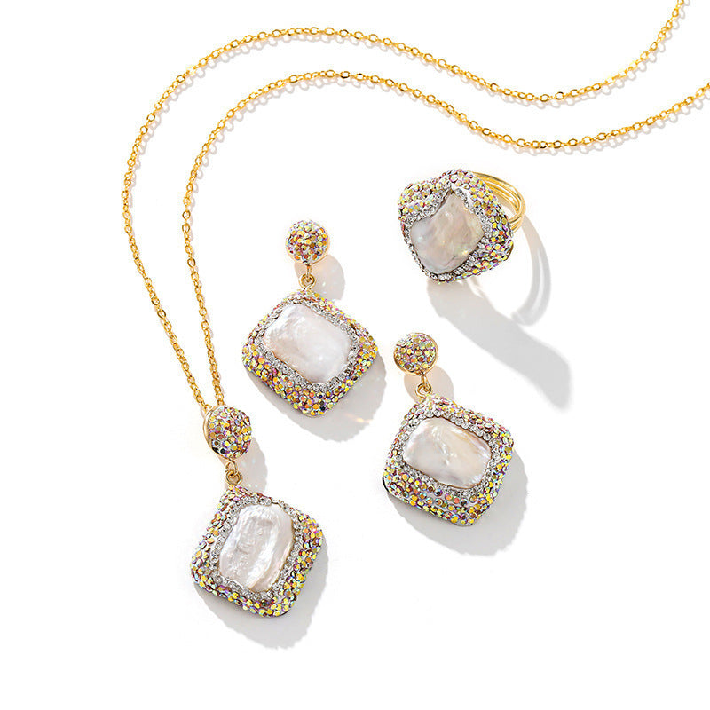 Personality Niche Design Necklace Earring Ring Set