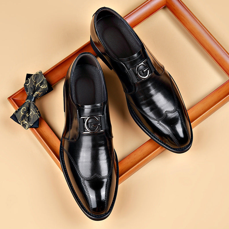 Men's Embroidered Leather Slip-ons