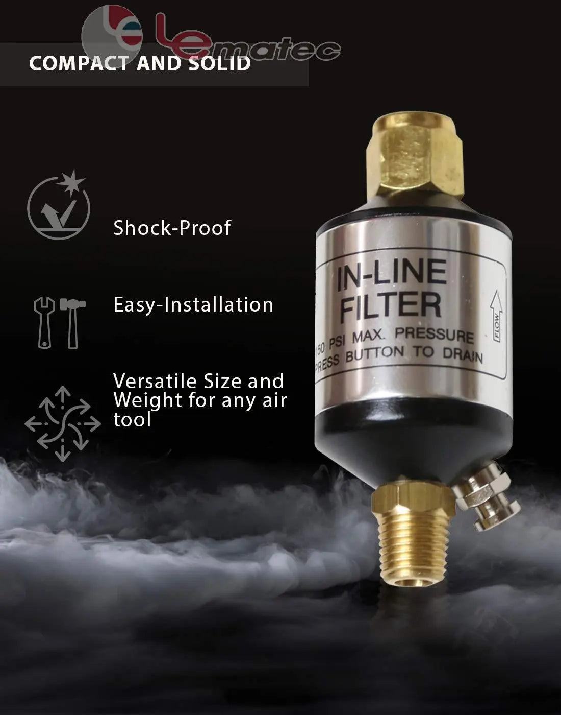 1/4" NPT Air Compressor Water Separator - 150 PSI Professional Filter System (AI303-C1)