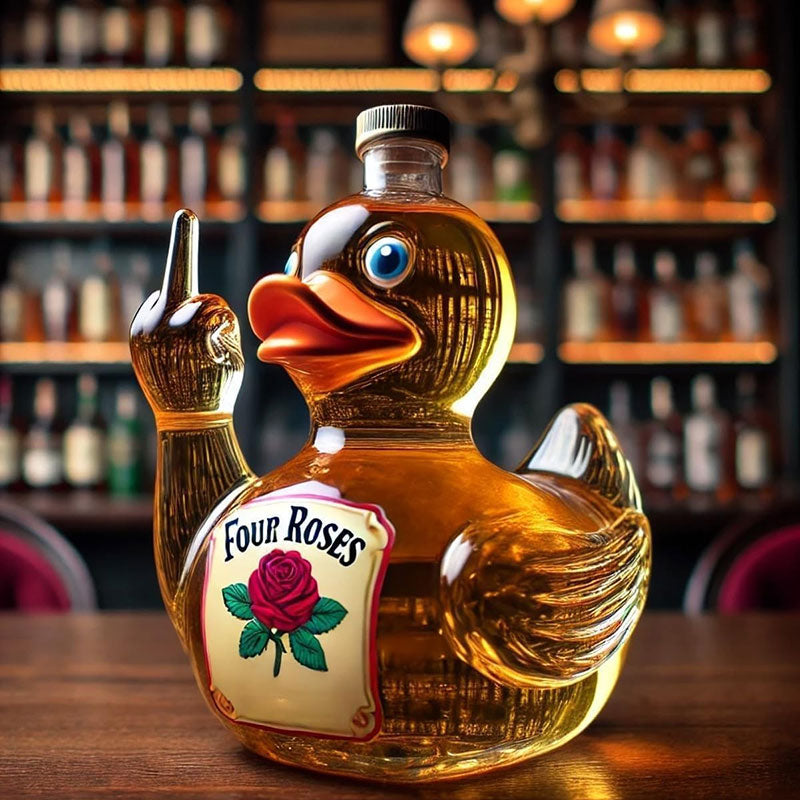 10 Oz Middle Finger Duck Bottle - Funny Whiskey Duck Decanter. Great Prank Decoration for Bar, Office or Home