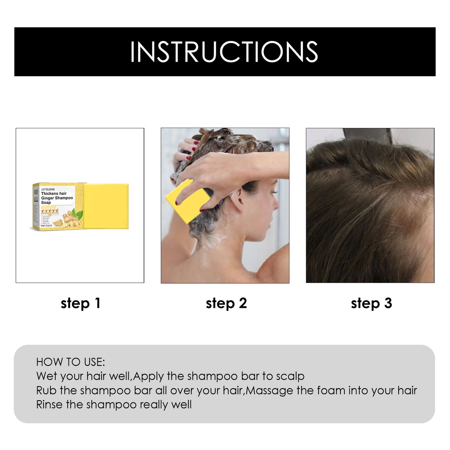 Ginger Dense Hair Soap, Moisturizes Hair Ends And Roots Cleansing Scalp Hair Care Shampoo Soap