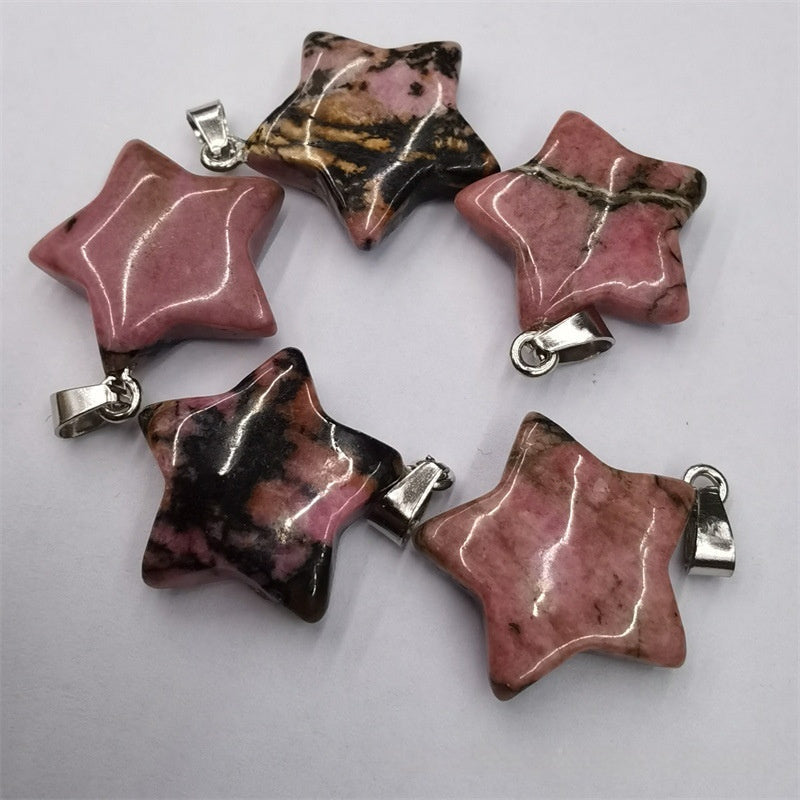 Natural Stone Crystal Agate Star Pendant