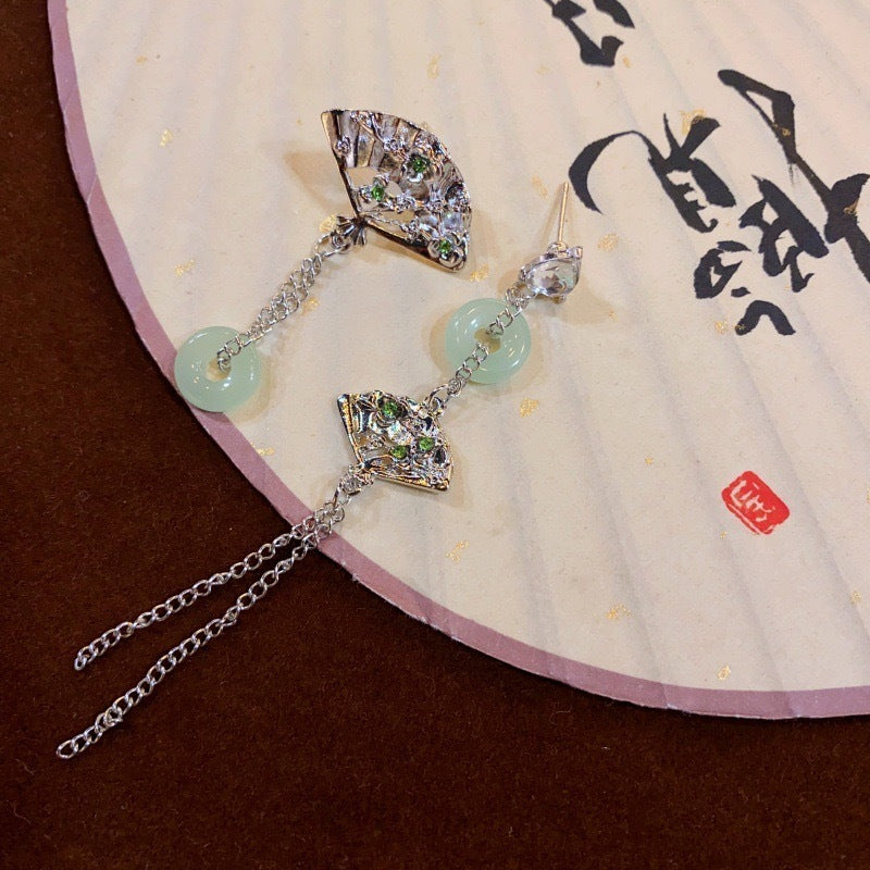 Bamboo Fan Tassel Earrings