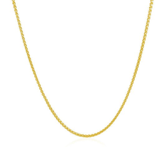 14k Yellow Gold Diamond Cut Round Wheat Chain 1.1mm