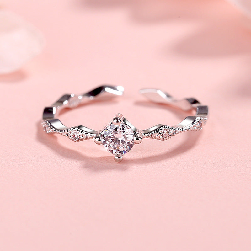 Rhombus Zircon Open Index Finger Ring