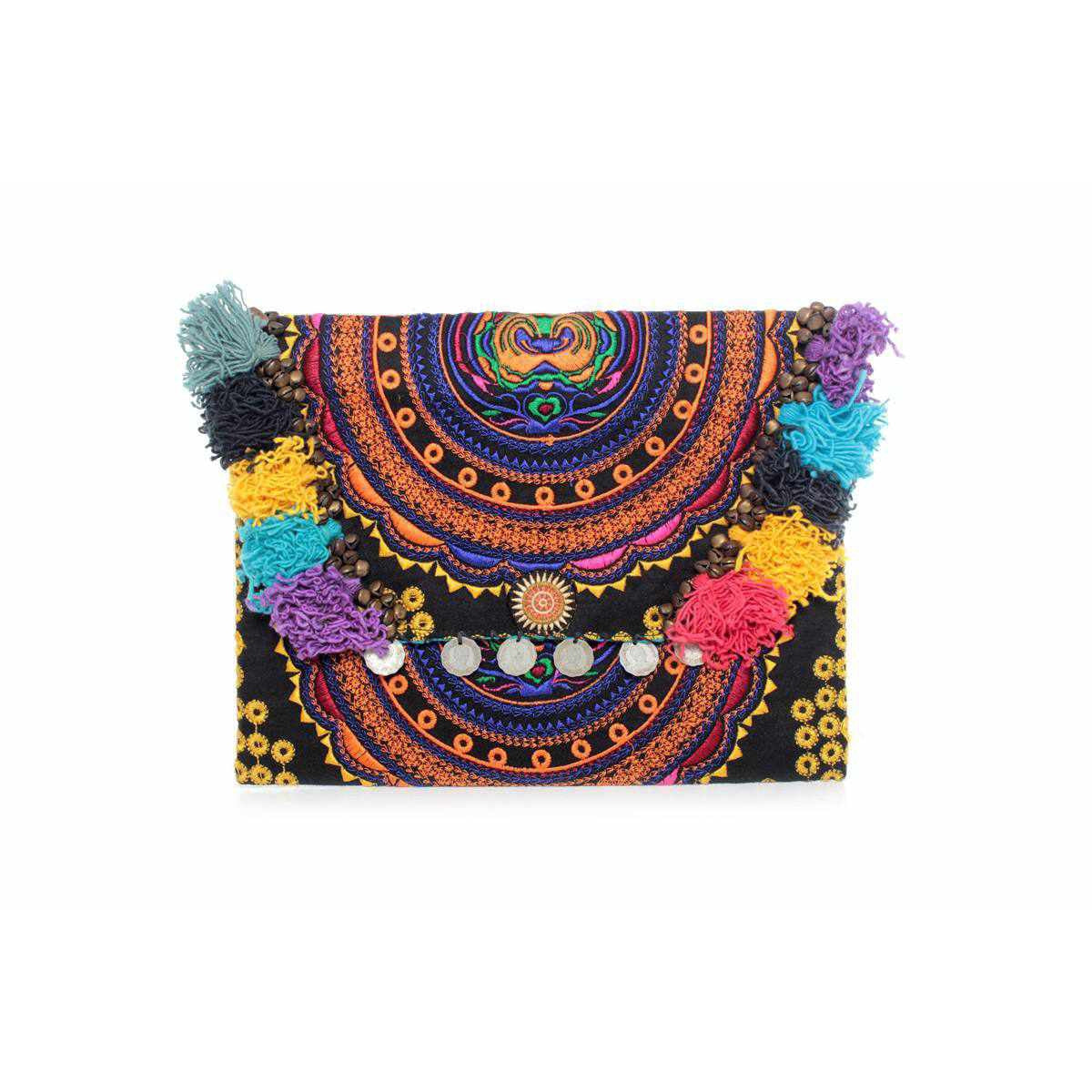 Embroidered Multi Tassel Clutch Bag | IPad Case - Thailand