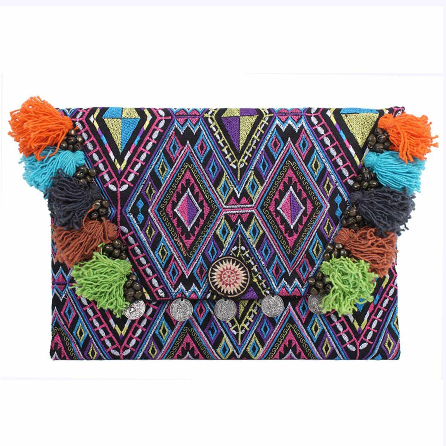 Embroidered Multi Tassel Clutch Bag | IPad Case - Thailand