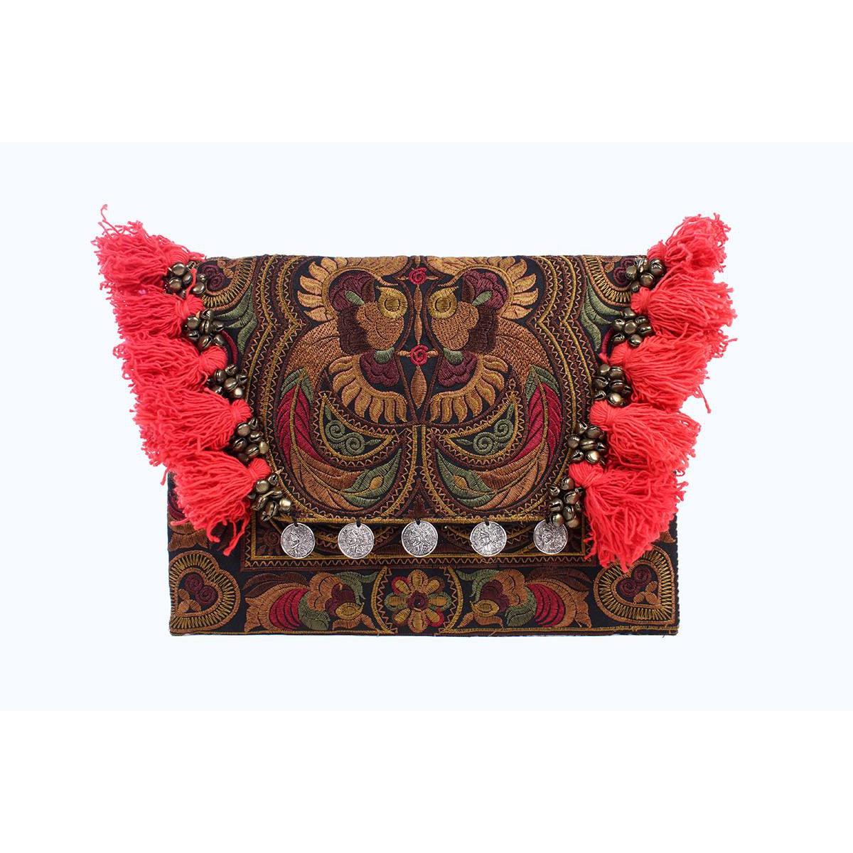 Embroidered Multi Tassel Clutch Bag | IPad Case - Thailand