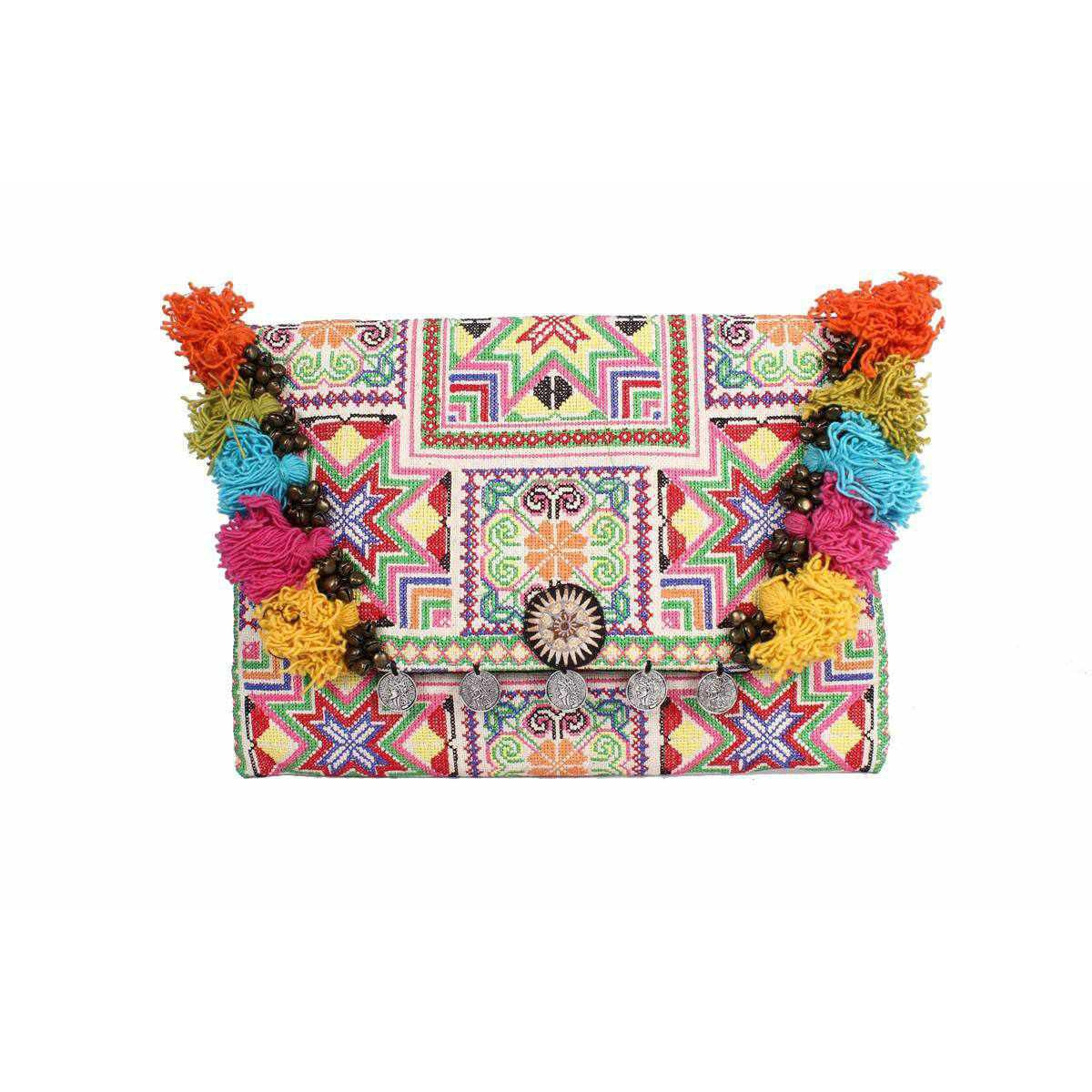Embroidered Multi Tassel Clutch Bag | IPad Case - Thailand