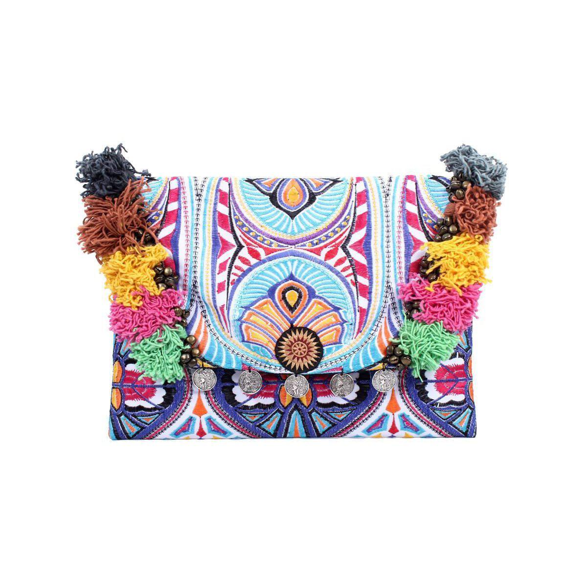 Embroidered Multi Tassel Clutch Bag | IPad Case - Thailand