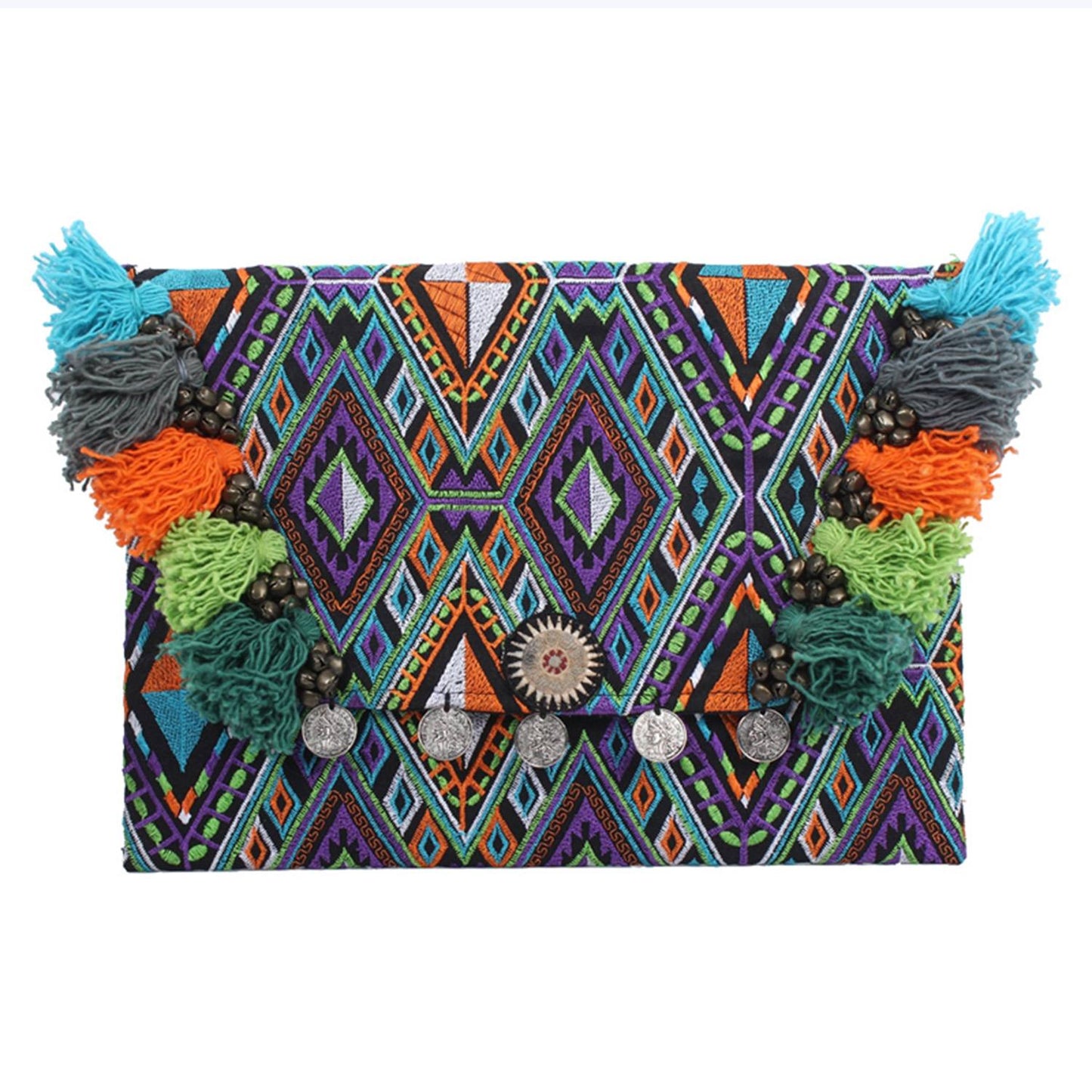 Embroidered Multi Tassel Clutch Bag | IPad Case - Thailand