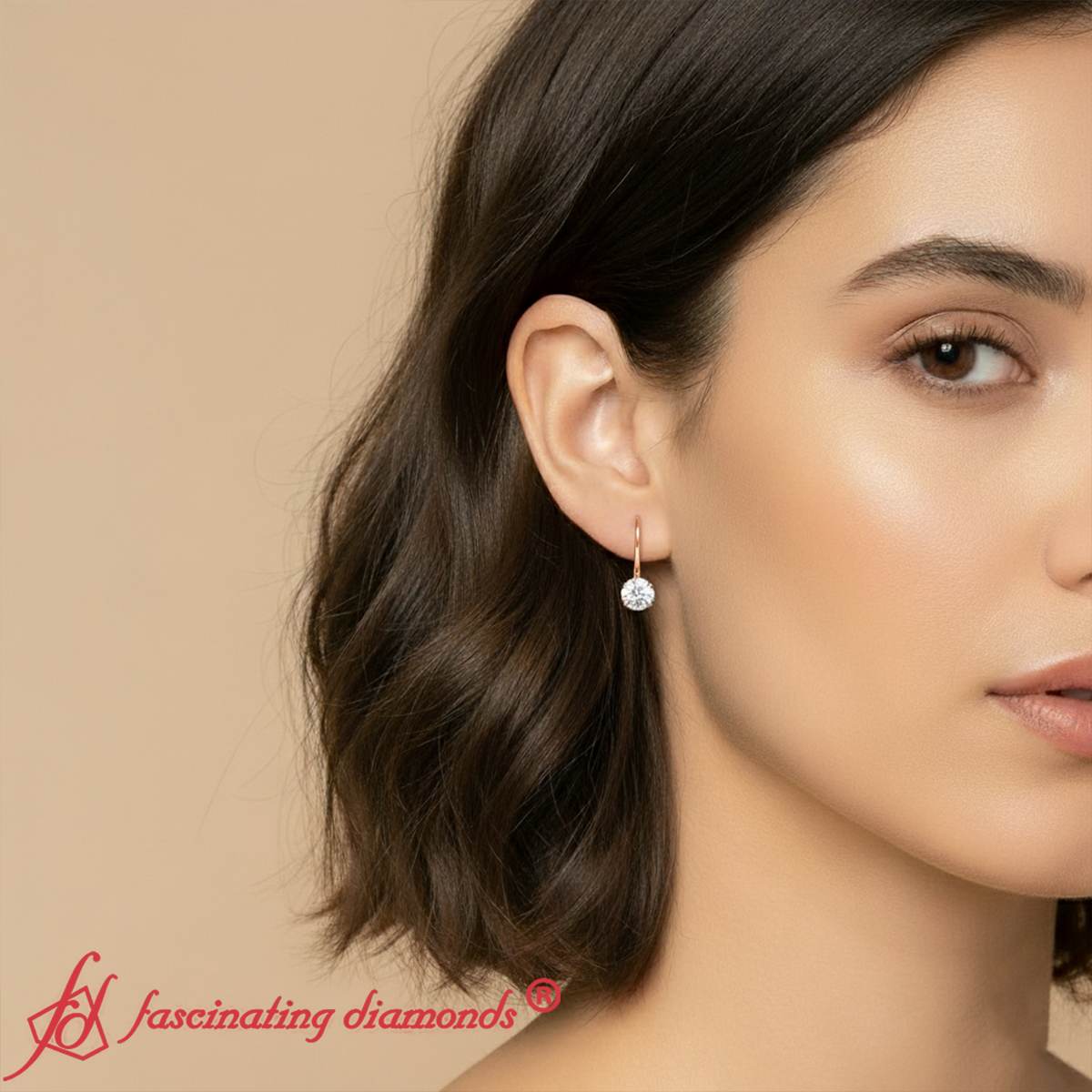 1 Carat Round Diamond Lever Back Earrings