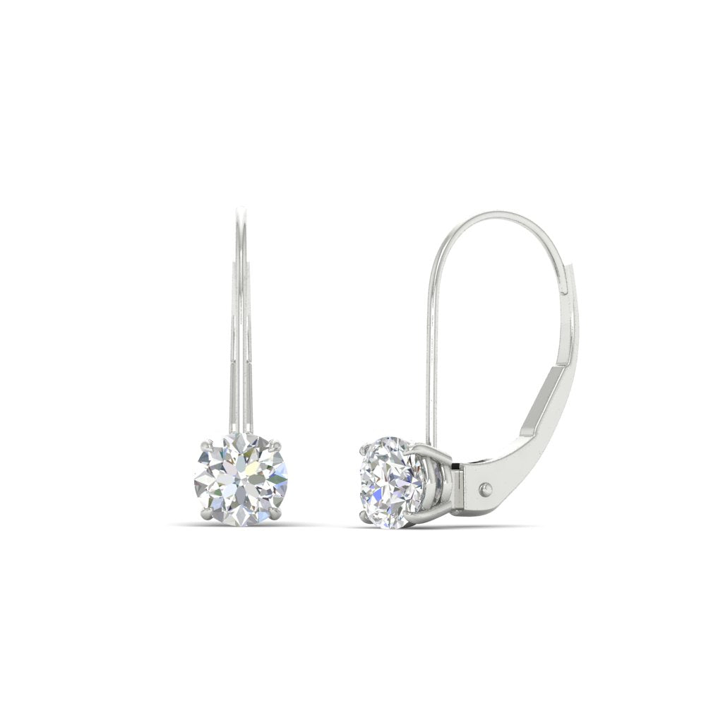 1 Carat Round Diamond Lever Back Earrings