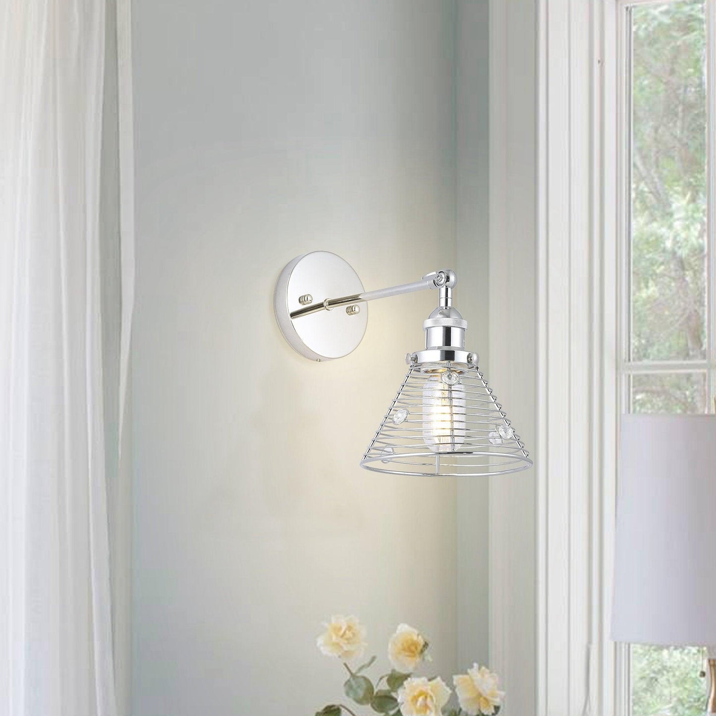 1-Light Modern Silver Wall Scone Light