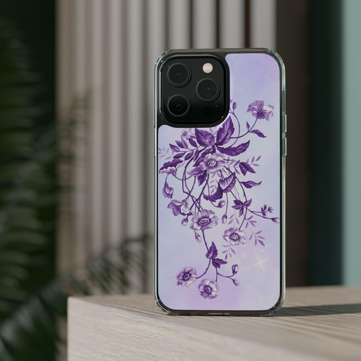 Floral design In Purple Clear Cases