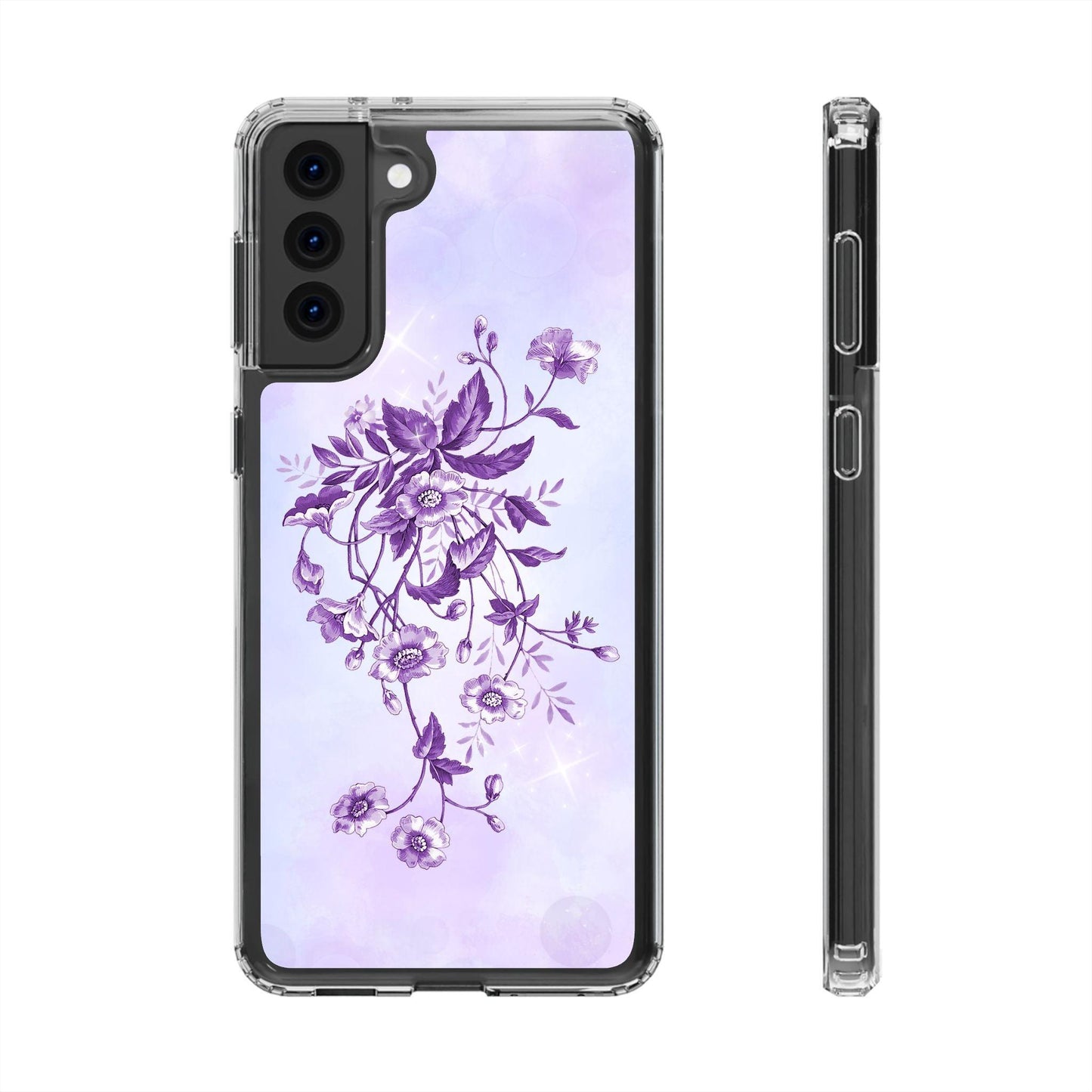 Floral design In Purple Clear Cases